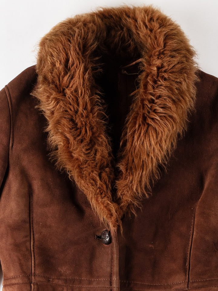 Vintage 70's Women Sheepskin Coat in BrownMN561