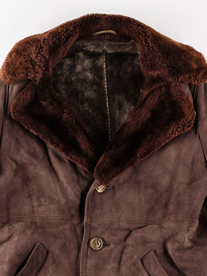 Vintage 70's Men Sheepskin Coat in BrownVN320