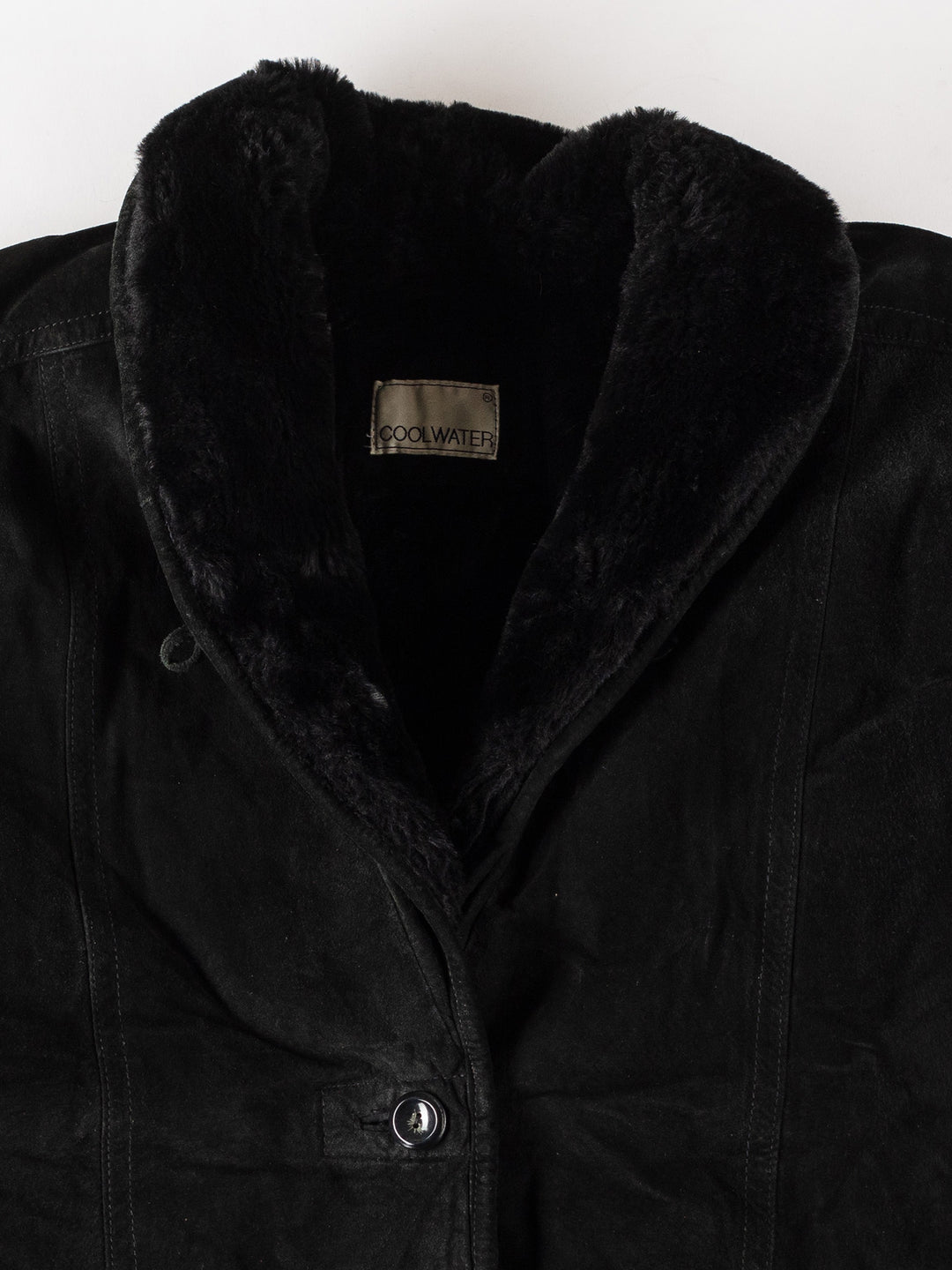 Vintage 80's Women Faux Sheepskin Coat in BlackMN365
