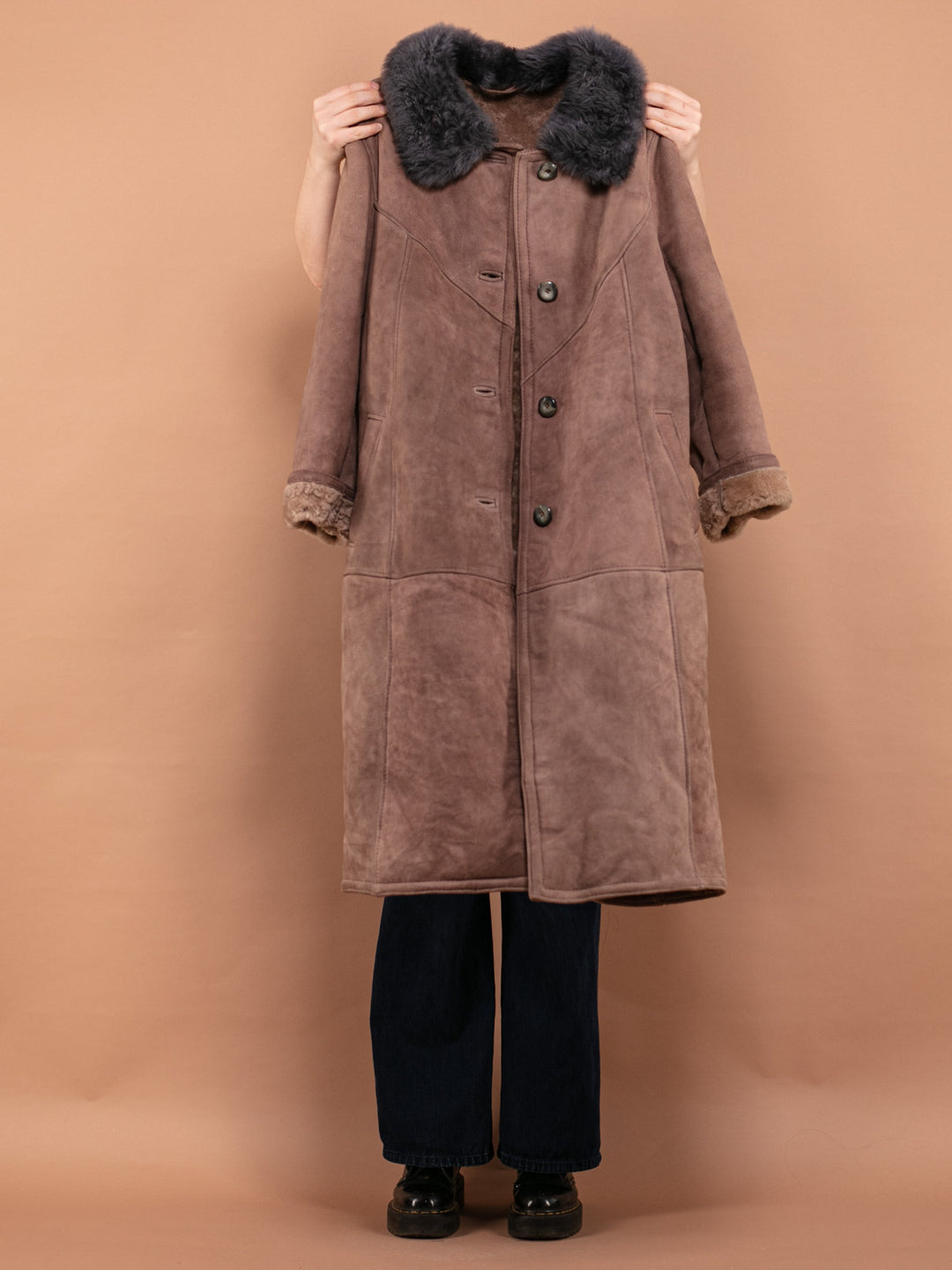 Vintage 70's Women Sheepskin Long Coat in Beige - NorthernGrip
