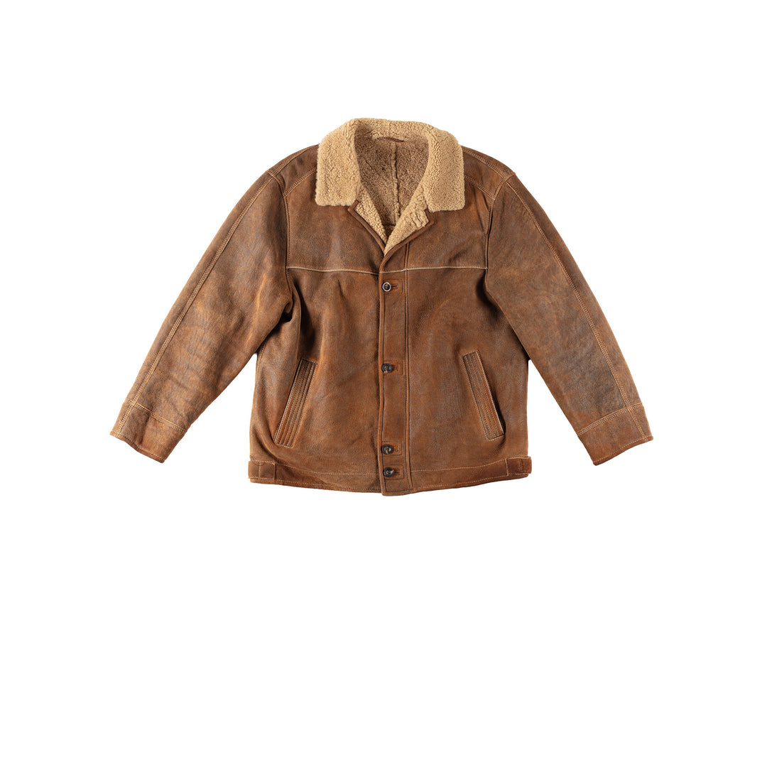 Vintage 90's Men Sheepskin Jacket in BrownVN278