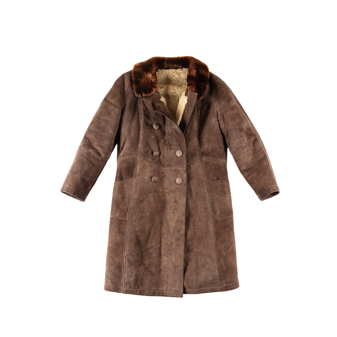 Vintage 80's Women Sheepskin Coat in BrownMN268
