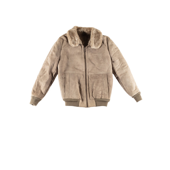 Vintage 80's Men Sheepskin Jacket in GrayVN744