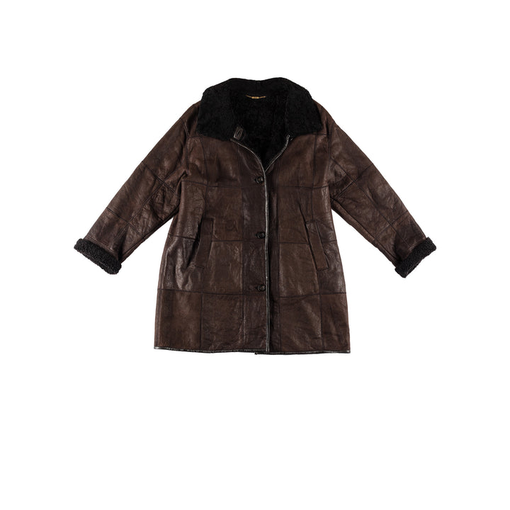 Vintage 80's Women Sheepskin Coat in BrownMN752