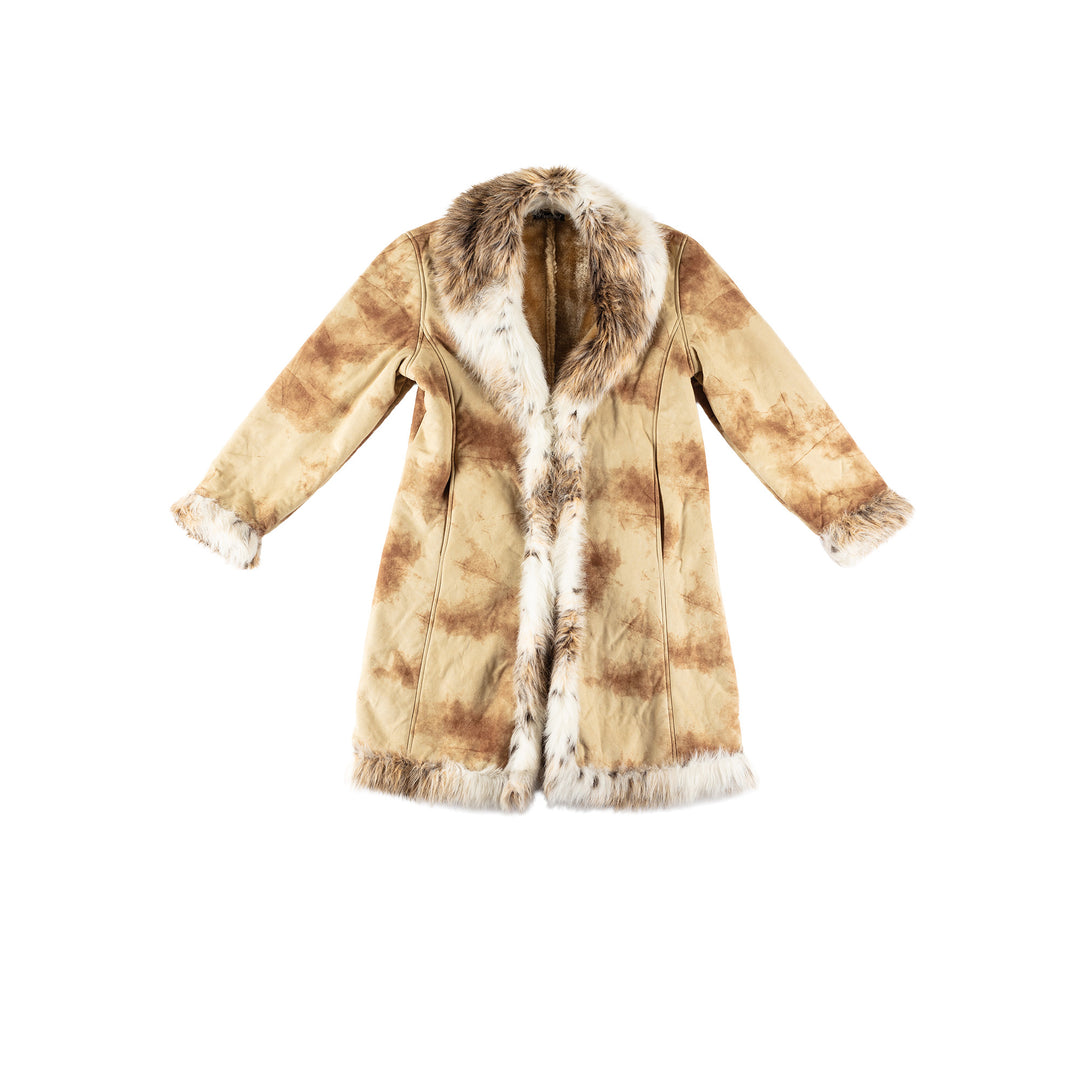 Vintage 70's Women Faux Sheepskin Coat in BeigeMN651
