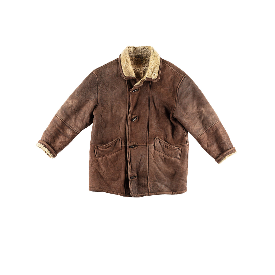 Vintage 80's Men Sheepskin Coat in BrownVN471