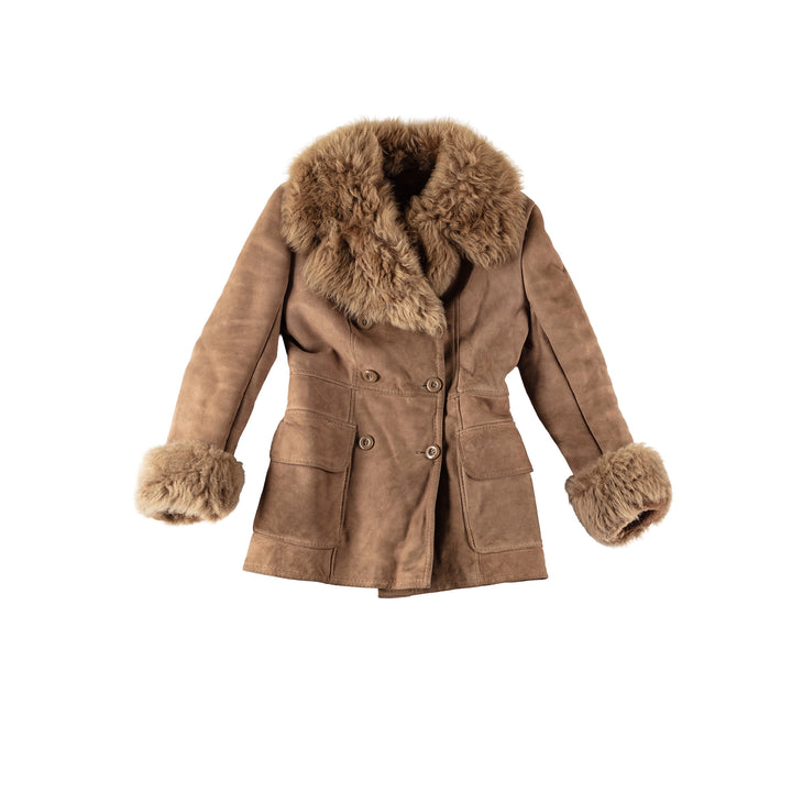 Vintage 70's Women Sheepskin Coat in BrownMN593