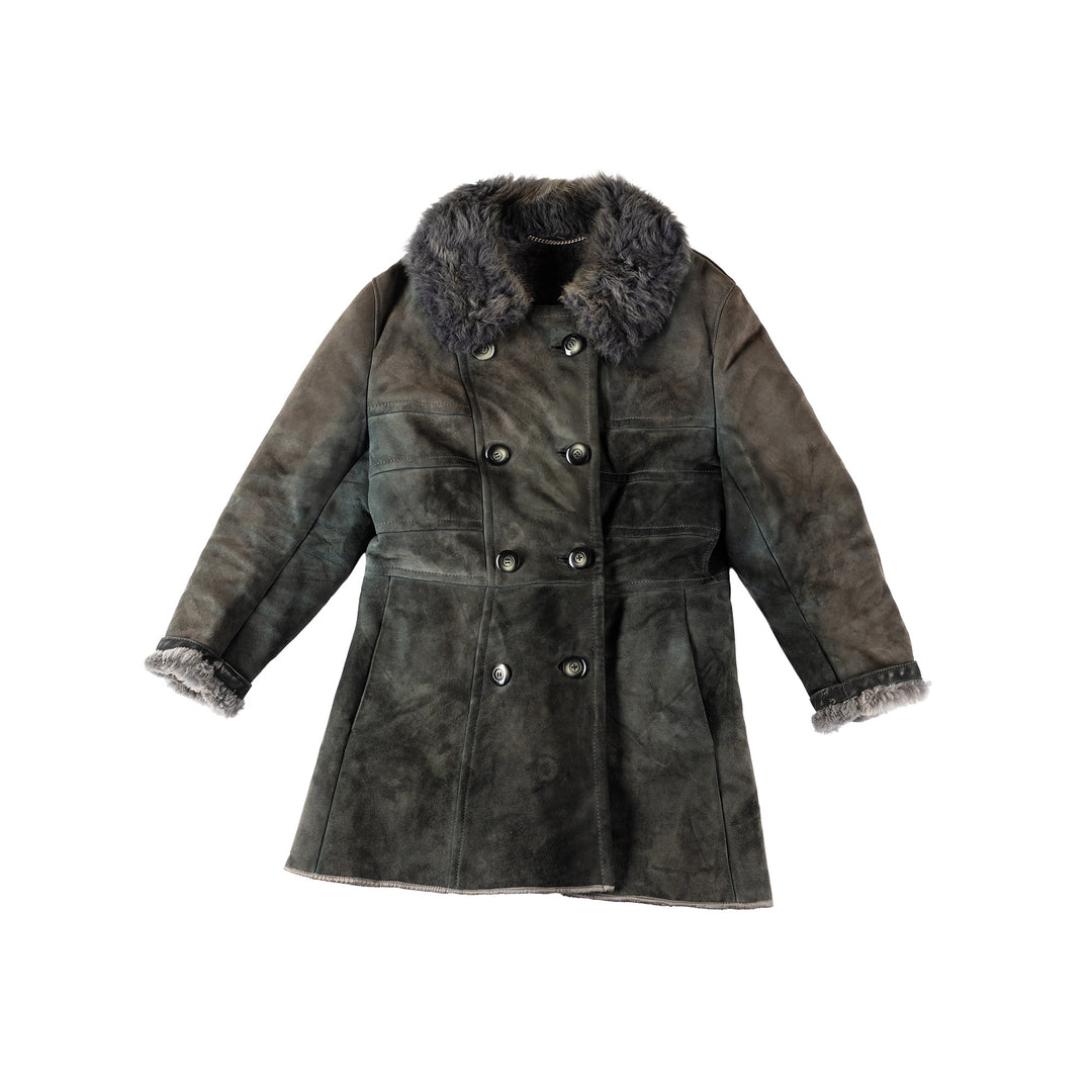 Vintage 70's Women Sheepskin Coat in GrayMN567