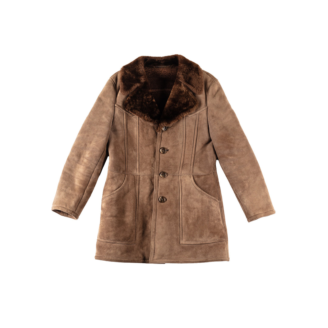 Vintage 70's Men Sheepskin Coat in BrownVN306