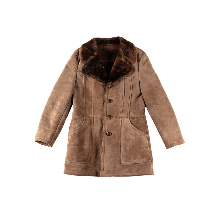 Vintage 70's Men Sheepskin Coat in BrownVN306