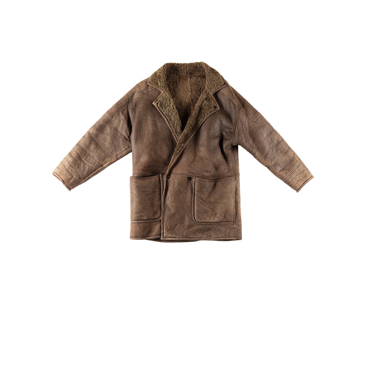 Vintage 80's Men Sheepskin Coat in BrownVN511