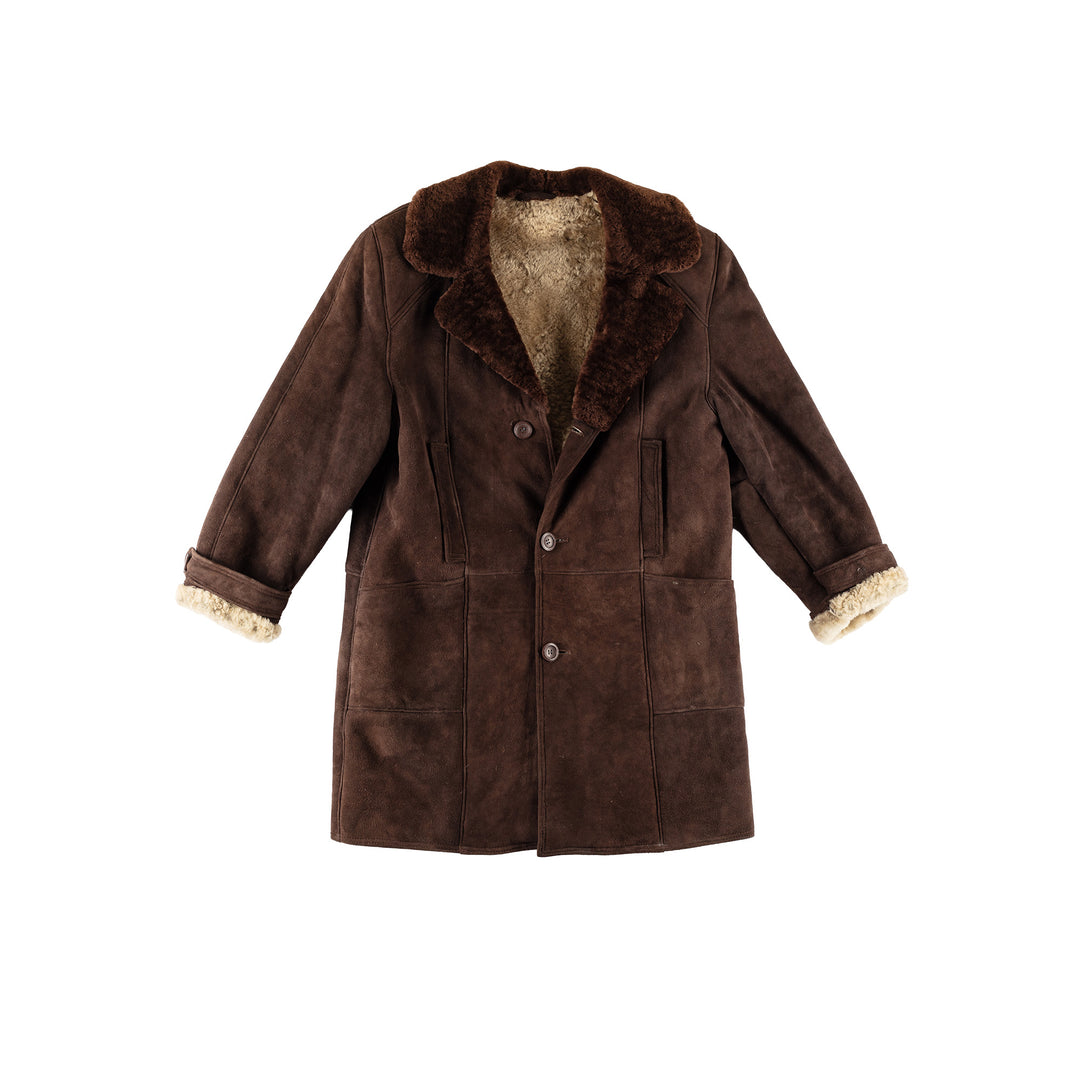 Vintage 80's Men Sheepskin Coat in BrownVN708