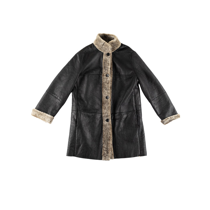 Vintage 80's Women Sheepskin Coat in BlackMN387