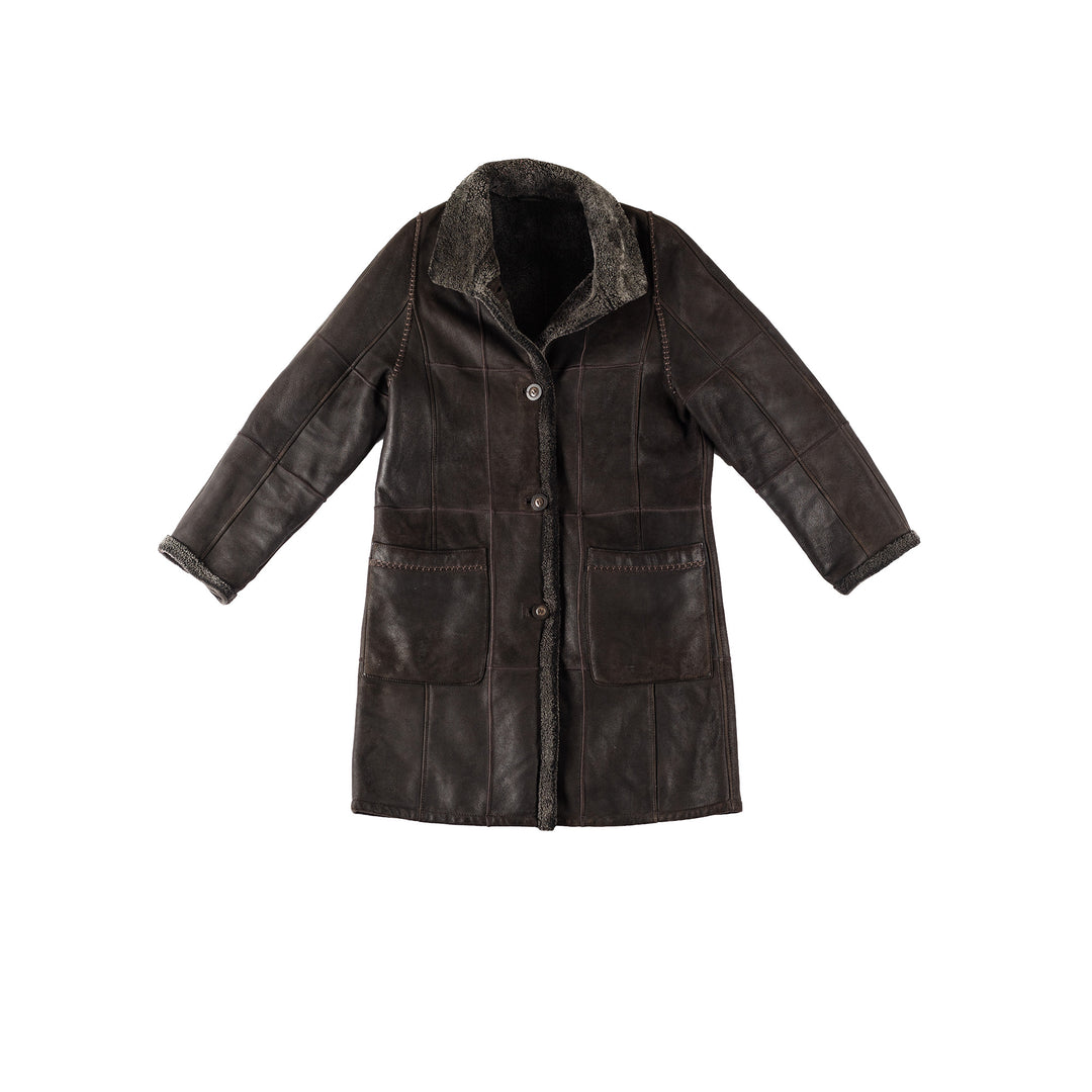 Vintage 80's Women Sheepskin Coat in BrownMN368