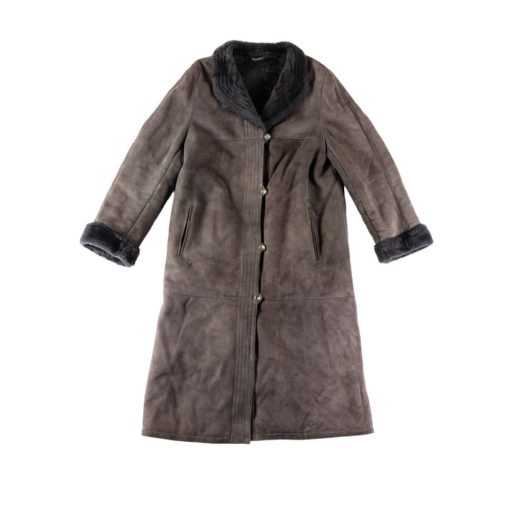 Vintage 70's Women Sheepskin Coat in GrayMN547