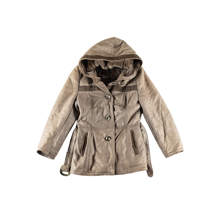 Vintage 70's Women Sheepskin Coat in GrayMN482