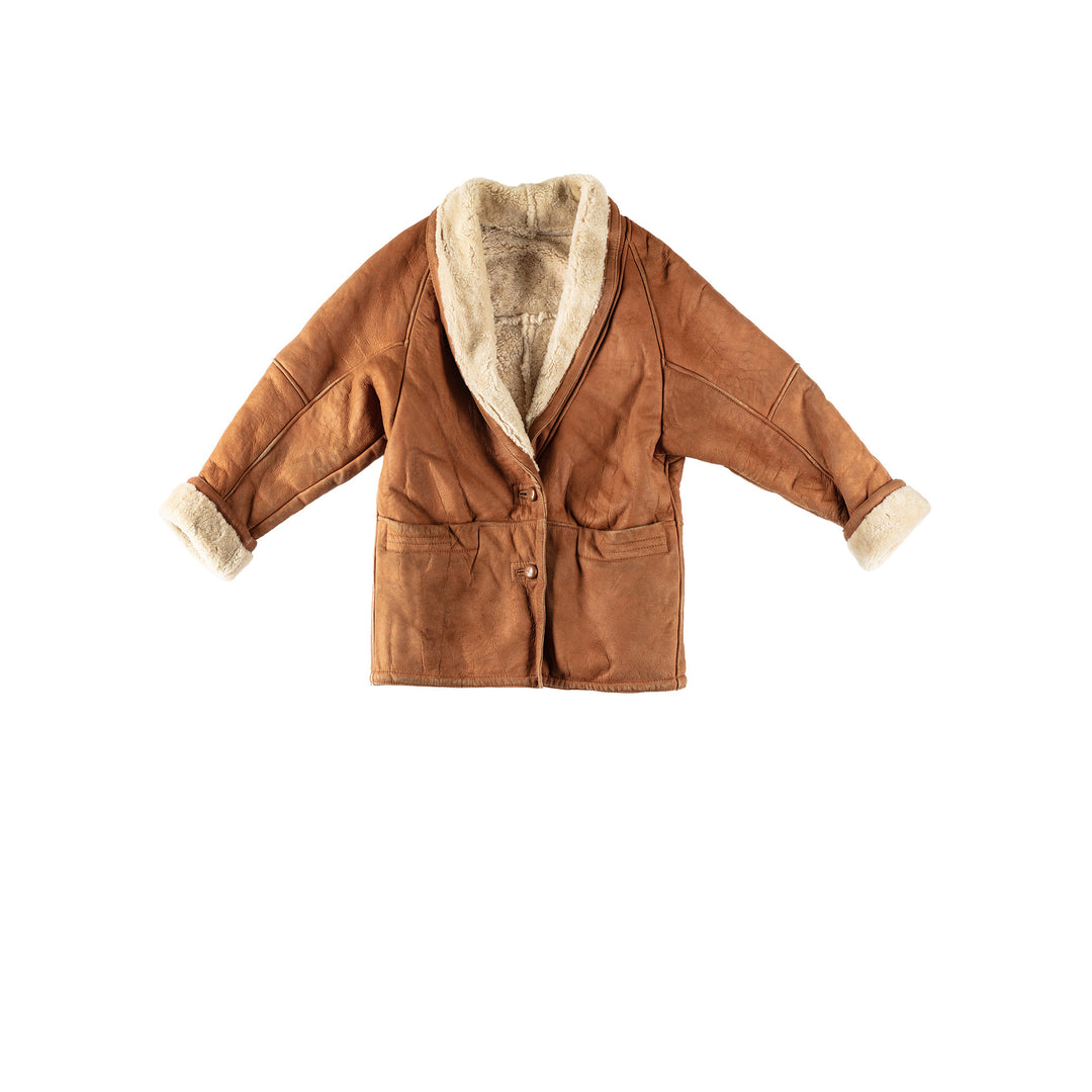Vintage 80's Women Sheepskin Coat in BrownMN578