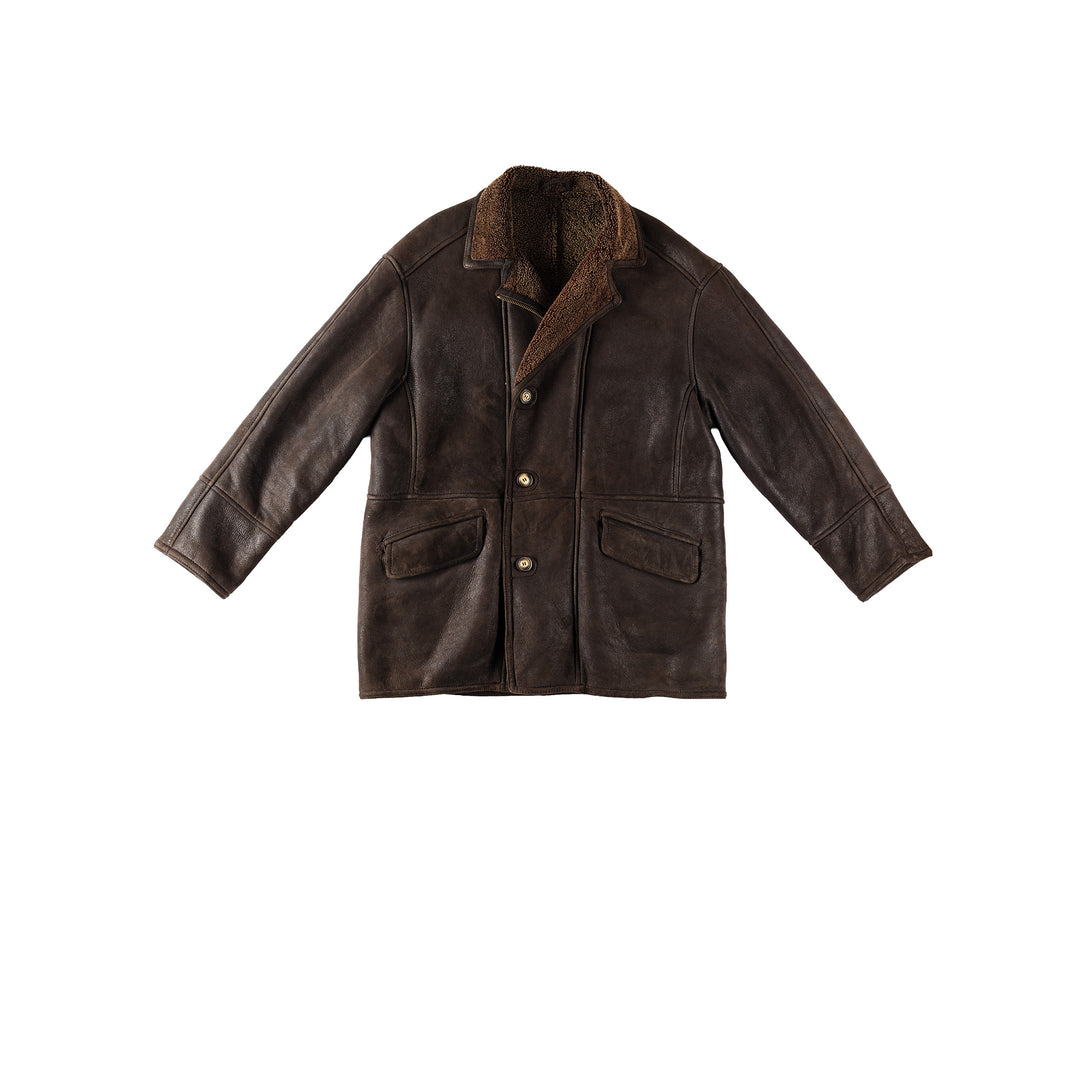 Vintage 80's Men Sheepskin Coat in BrownVN357
