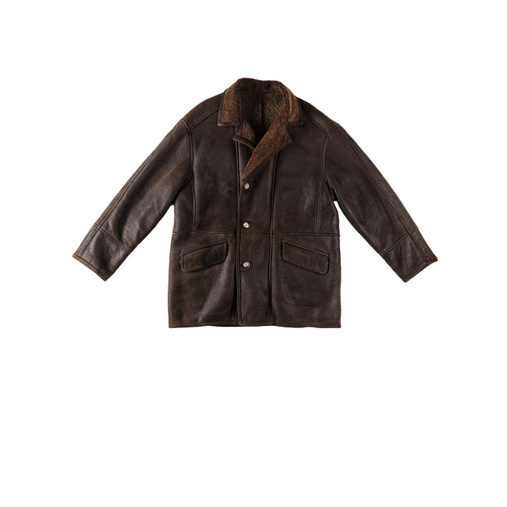 Vintage 80's Men Sheepskin Coat in BrownVN357