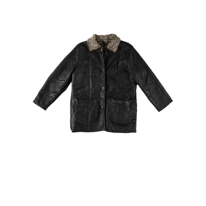 Vintage 90's Women Sheepskin Coat in BlackMN592