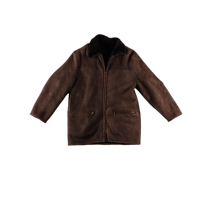 Vintage 80's Men Sheepskin Coat in BrownVN608