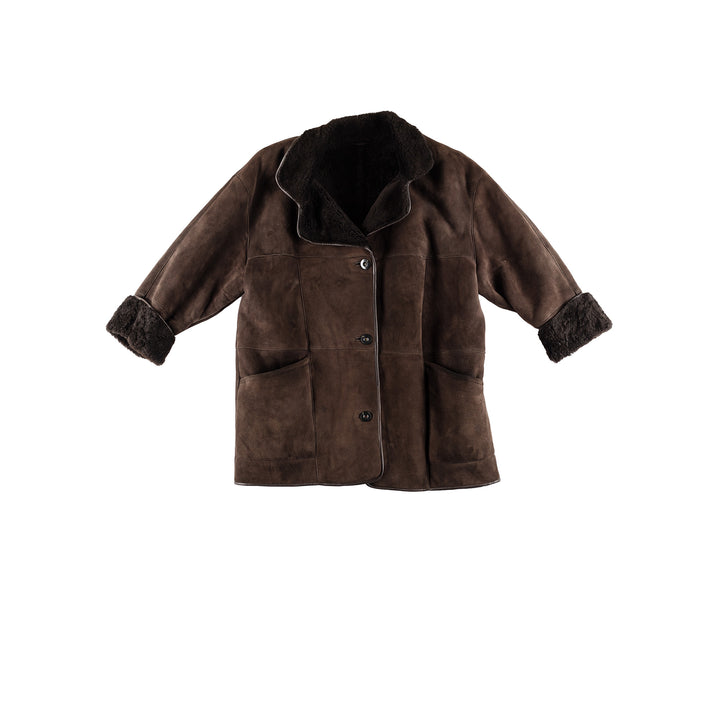 Vintage 80's Women Sheepskin Coat in BrownMN405