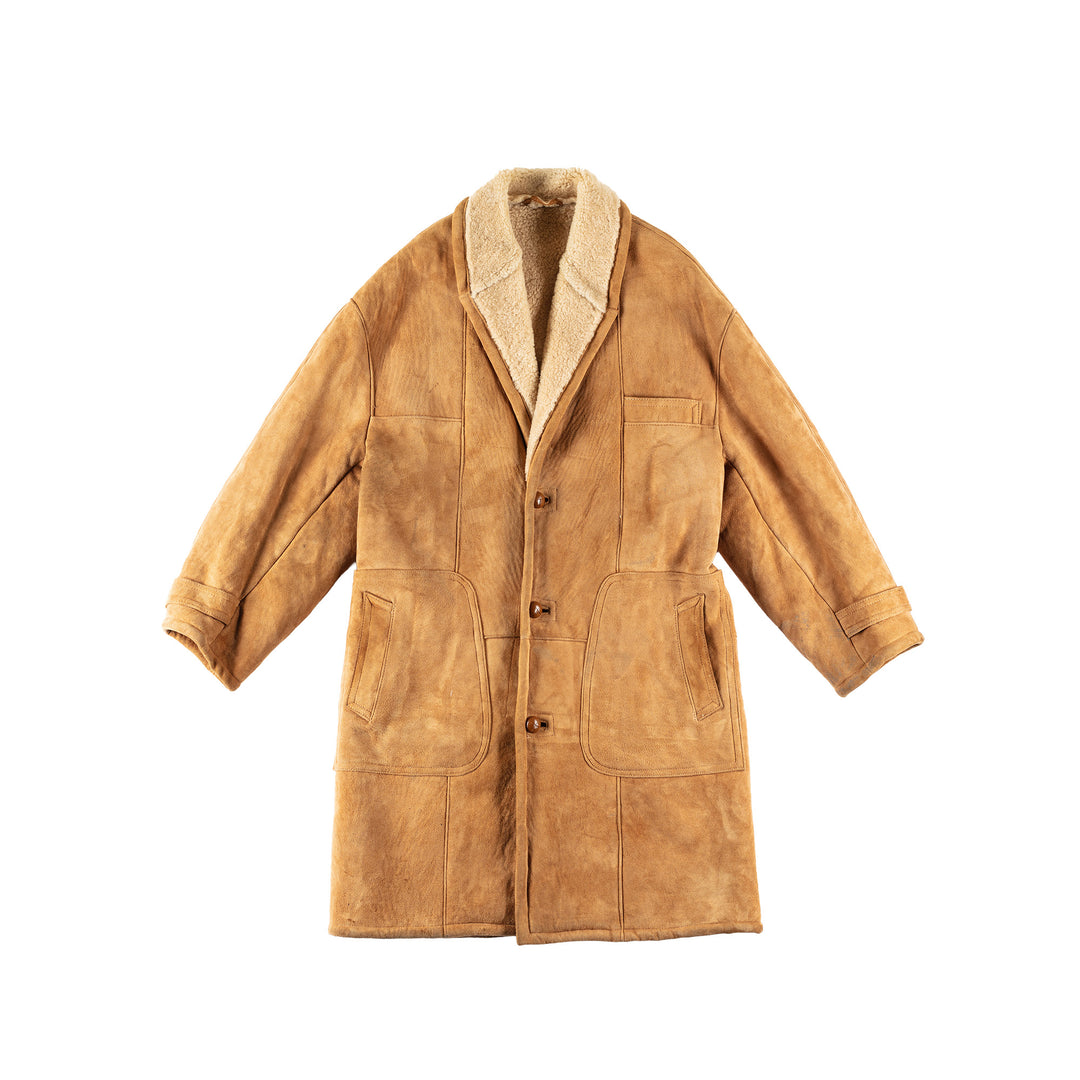Vintage 80's Men Sheepskin Coat in BrownVN675