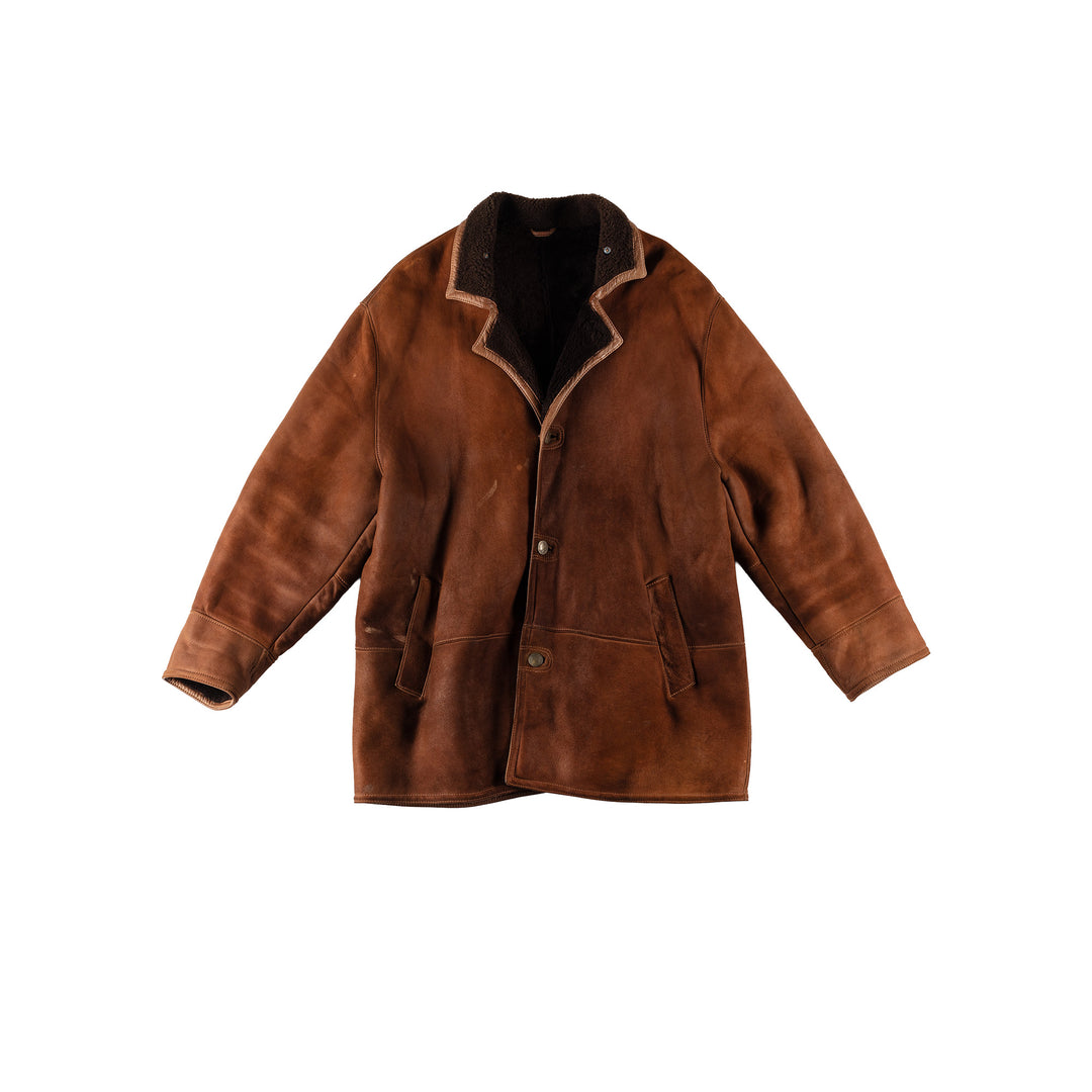 Vintage 80's Men Sheepskin Coat in BrownVN640