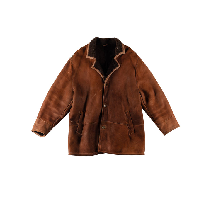 Vintage 80's Men Sheepskin Coat in BrownVN640