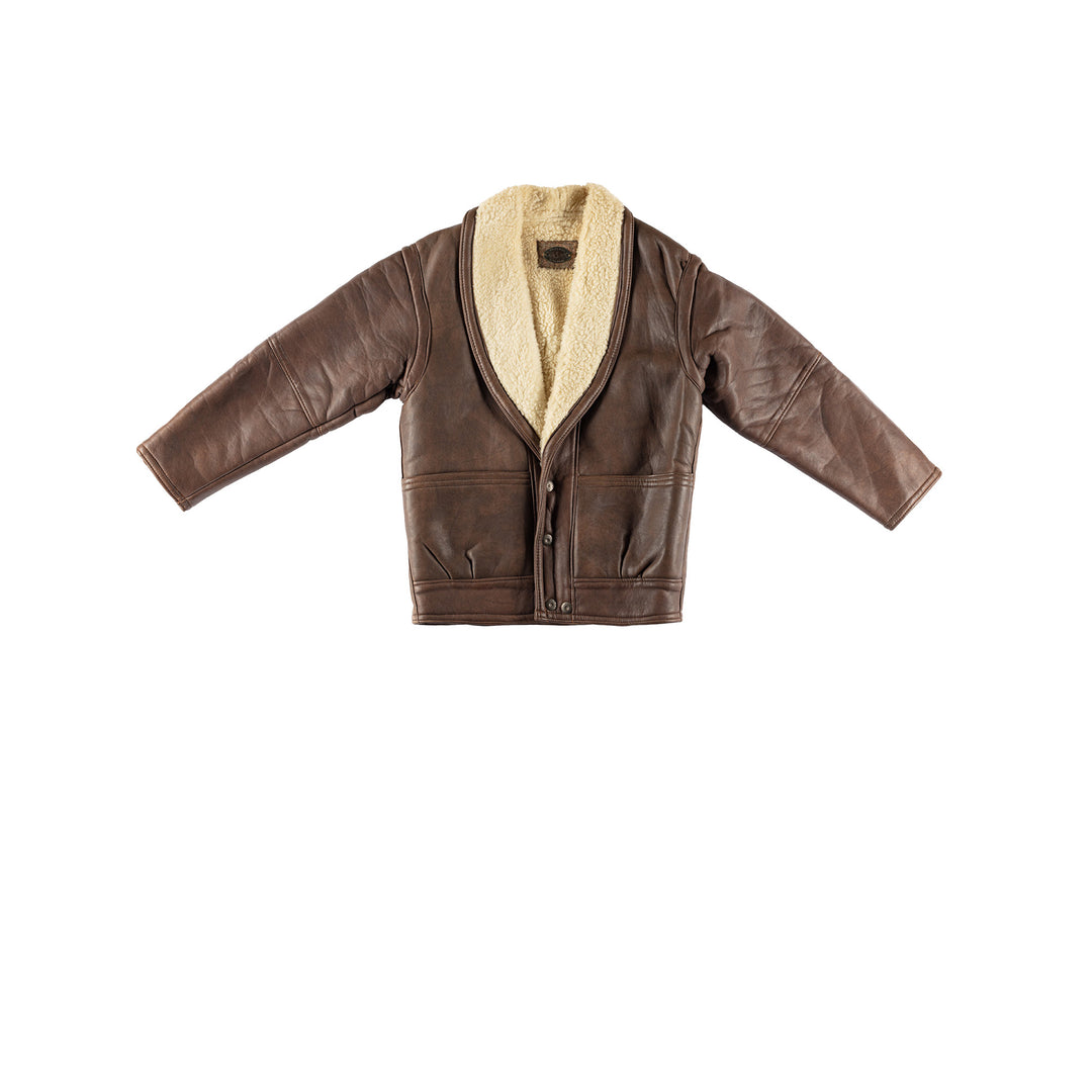 Vintage 80's Men Faux Sheepskin Coat in BrownVN500