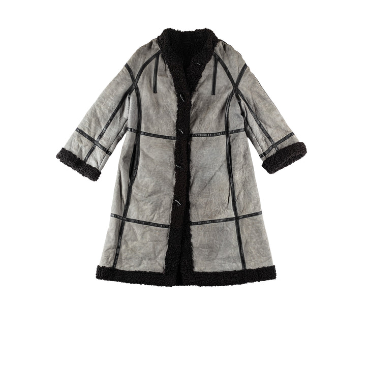 Vintage 70's Women Sheepskin Coat in GrayMN634