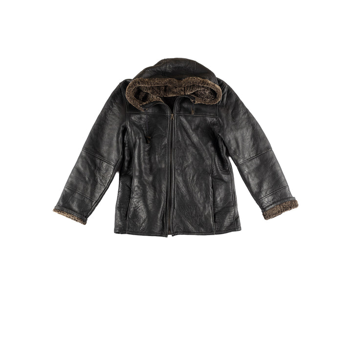 Vintage 80's Men Sheepskin Jacket in BlackVN463