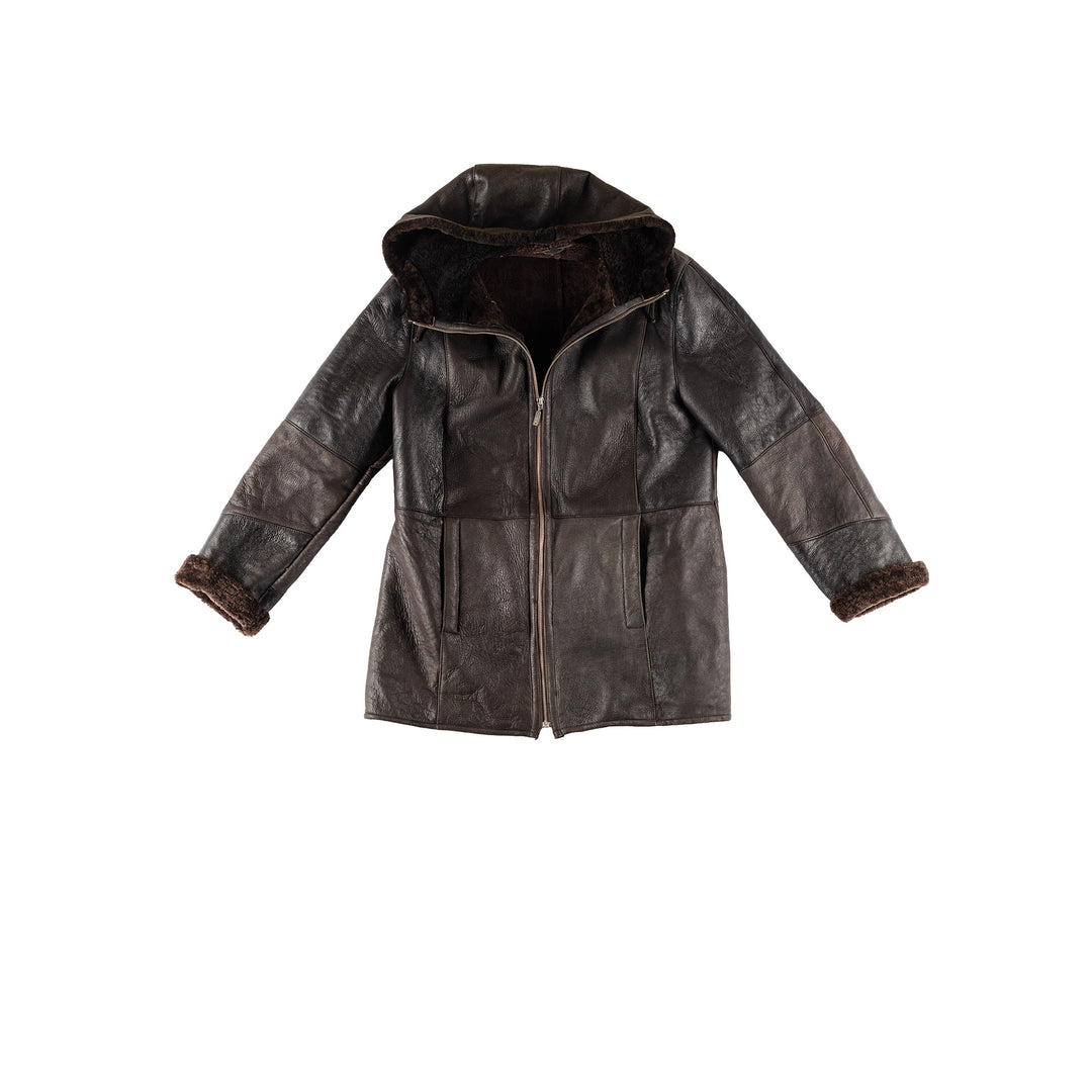 Vintage 80's Women Sheepskin Coat in BrownMN445
