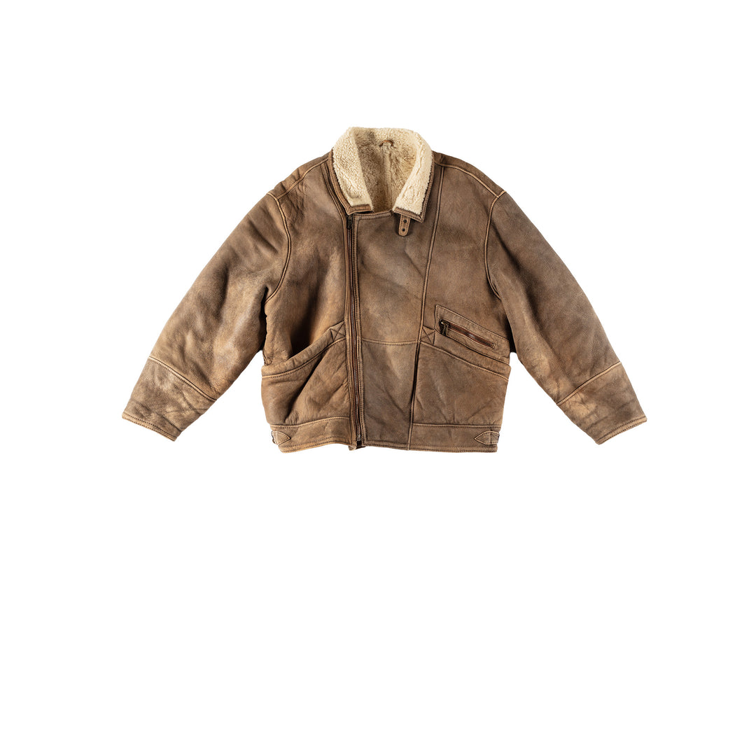 Vintage 80's Men Sheepskin Coat in BrownVN517