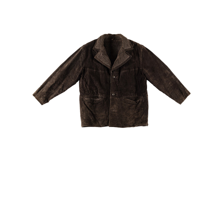 Vintage 80's Men Faux Sheepskin Coat in BrownVN644