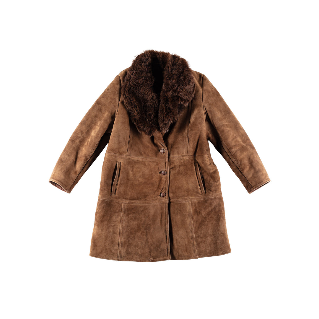 Vintage 80's Women Sheepskin Coat in BrownMN418