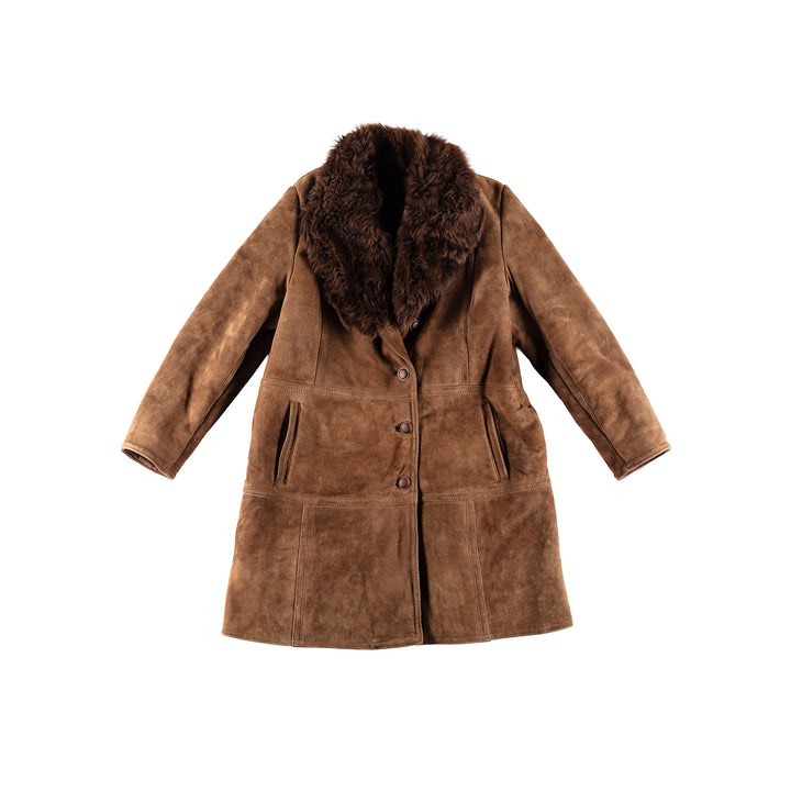 Vintage 80's Women Sheepskin Coat in BrownMN418