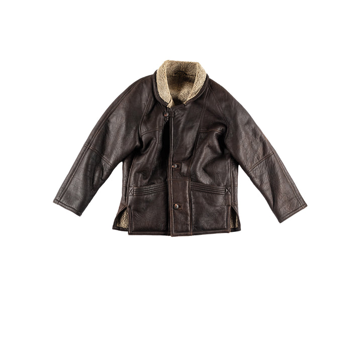 Vintage 80's Men Sheepskin Coat in BrownVN443