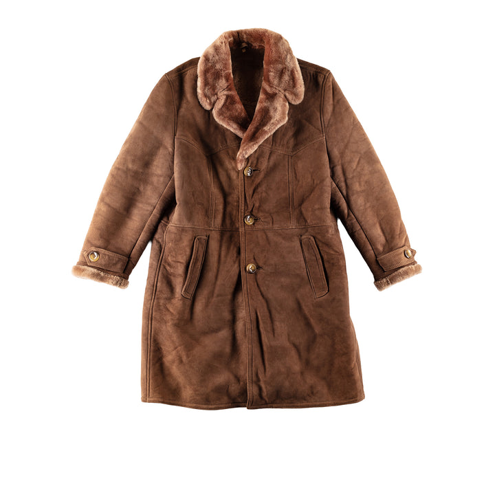 Vintage 80's Men Sheepskin Coat in BrownVN787