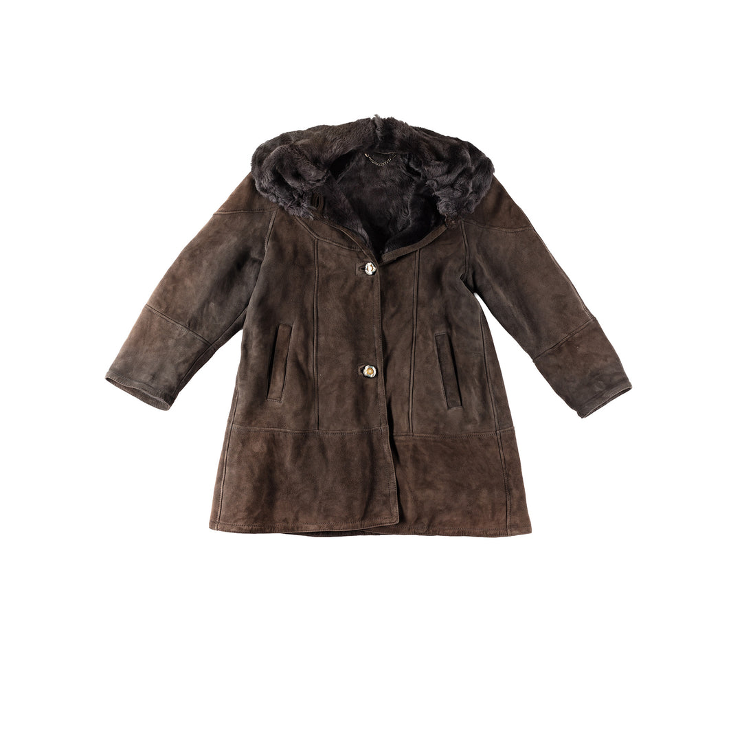 Vintage 80's Women Sheepskin Coat in BrownMN301