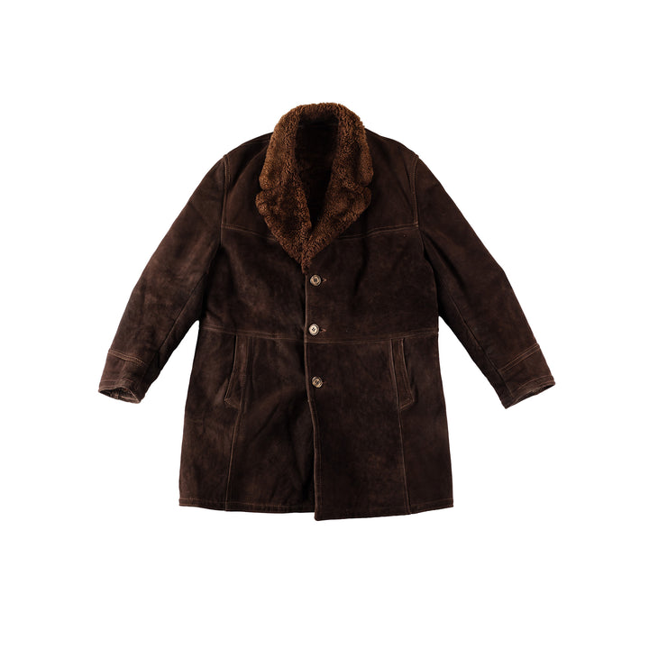 Vintage 80's Men Sheepskin Coat in BrownVN428
