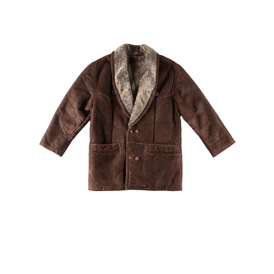 Vintage 80's Men Sheepskin Coat in BrownVN421