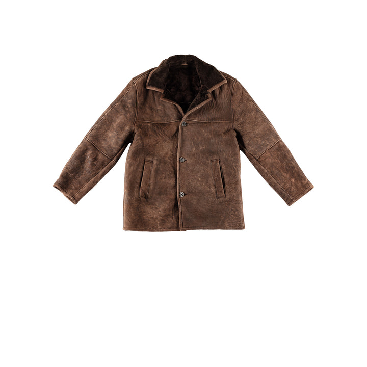 Vintage 80's Men Sheepskin Coat in BrownVN688