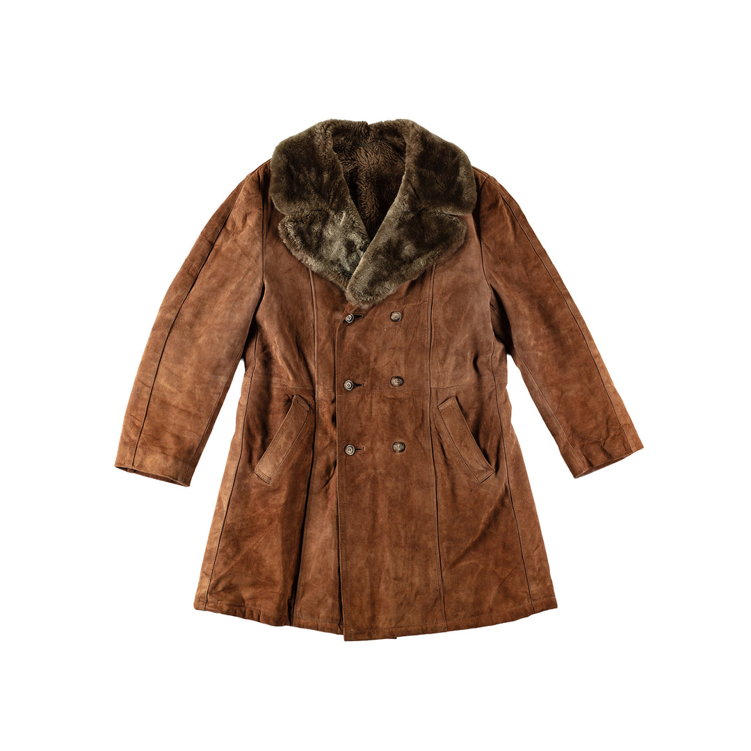 Vintage 70's Men Faux Sheepskin Coat in BrownMN547