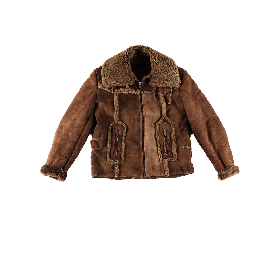 Vintage 70's Men Sheepskin Jacket in BrownVN653