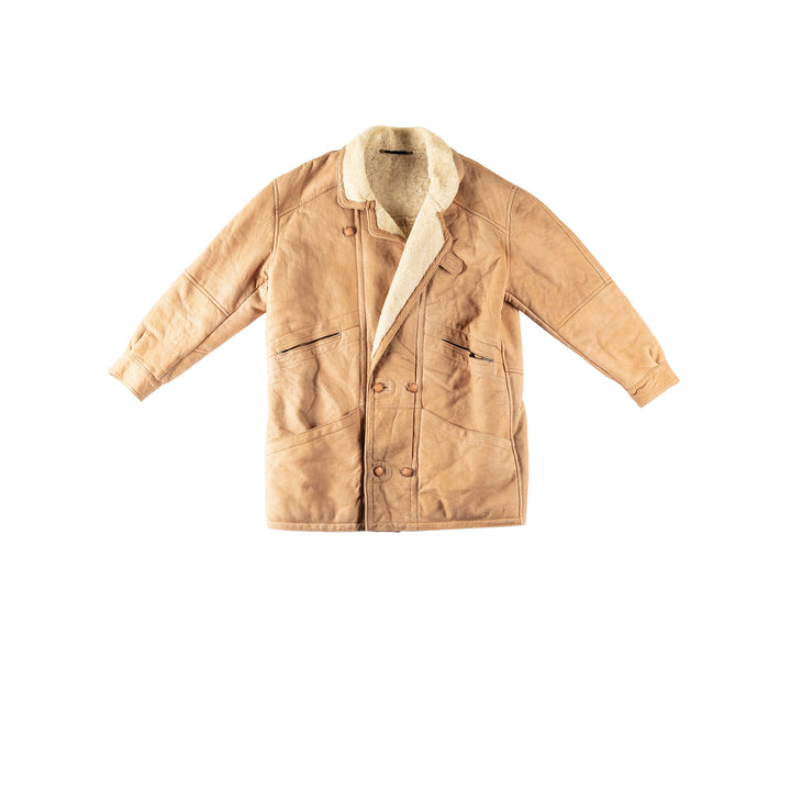 Vintage 80's Men Sheepskin Coat in BeigeVN359