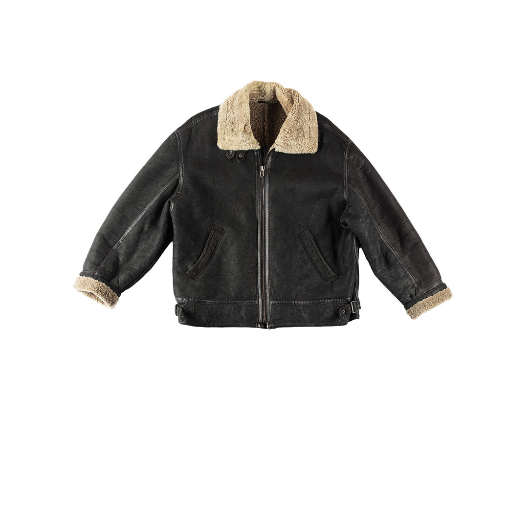 Vintage 80's Men Sheepskin Jacket in BlackVN272