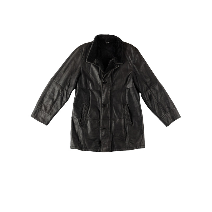 Vintage 80's Men Sheepskin Coat in BlackVN519