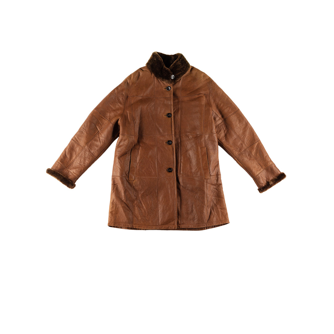 Vintage 80's Women Sheepskin Coat in BrownMN749