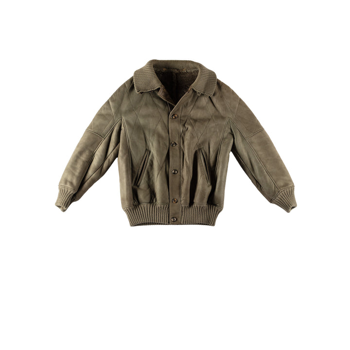 Vintage 80's Men Sheepskin Jacket in GreenVN540